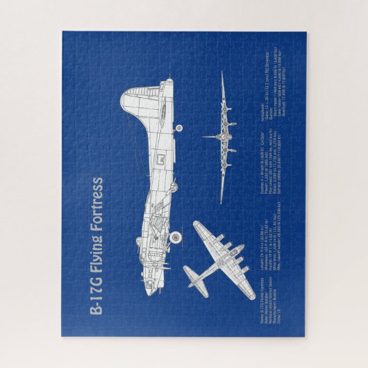 B-17 Flying Fortress - Vliegtuigblauwdruk ABD Legpuzzel (Verticaal)