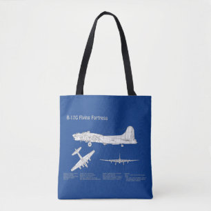 B-17 Flying Fortress - Vliegtuigblauwdruk ABD Tote Bag