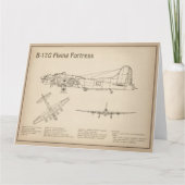 B-17 Flying Fortress - Vliegtuigblauwdruk Plannen  Bedankkaart (Voorkant)
