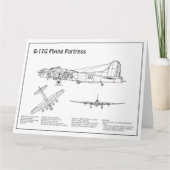 B-17 Flying Fortress - Vliegtuigblauwdruk Plannen  Bedankkaart (Voorkant)