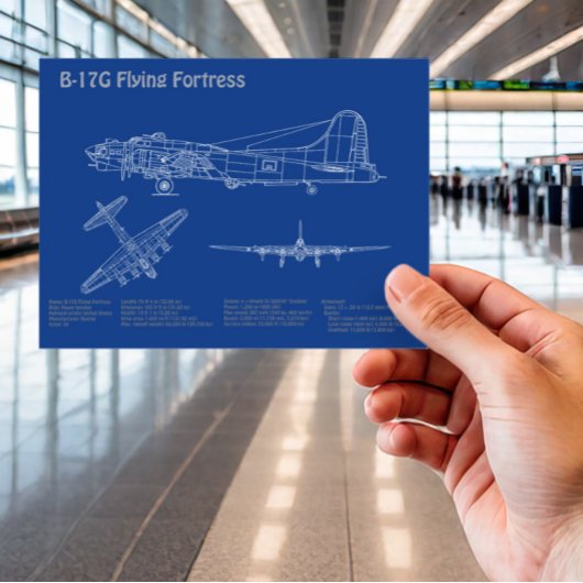 B-17 Flying Fortress - Vliegtuigblauwdruk Plannen  Briefkaart