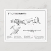 B-17 Flying Fortress - Vliegtuigblauwdruk Plannen  Briefkaart (Voorkant)