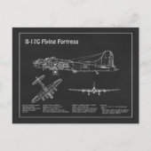 B-17 Flying Fortress - Vliegtuigblauwdruk Plannen  Briefkaart (Voorkant)