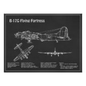 B-17 Flying Fortress - Vliegtuigblauwdruk Plannen  Foto Afdruk (Voorkant)