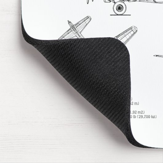 B-17 Flying Fortress - Vliegtuigblauwdruk Plannen  Muismat (Hoek)