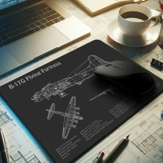 B-17 Flying Fortress - Vliegtuigblauwdruk Plannen  Muismat