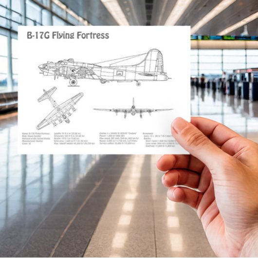 B-17 Flying Fortress - Vliegtuigblauwdruk Plannen  Muismat