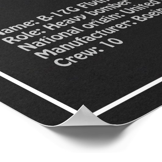 B-17 Flying Fortress - Vliegtuigblauwdruk Plannen  Poster (Hoek)