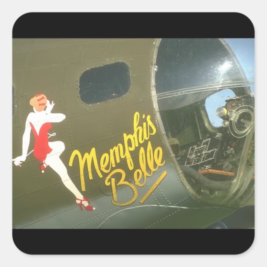 B-17 "Memphis Belle_Military Aircraft Vierkante Sticker (Voorkant)