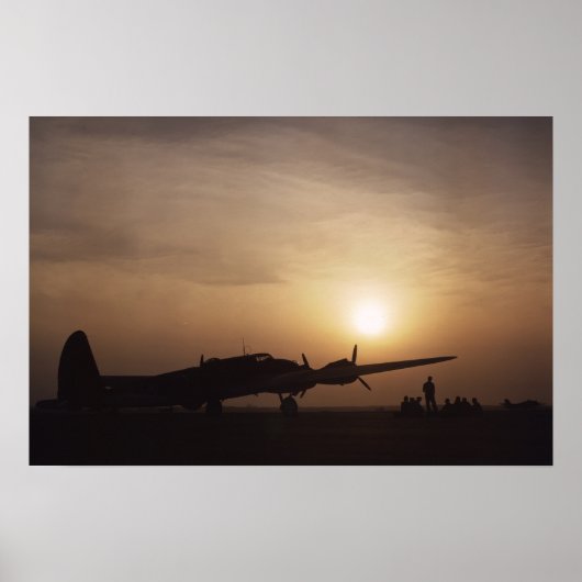 B-17 Sunset Langley 1942 | Oude Foto Poster (Voorkant)