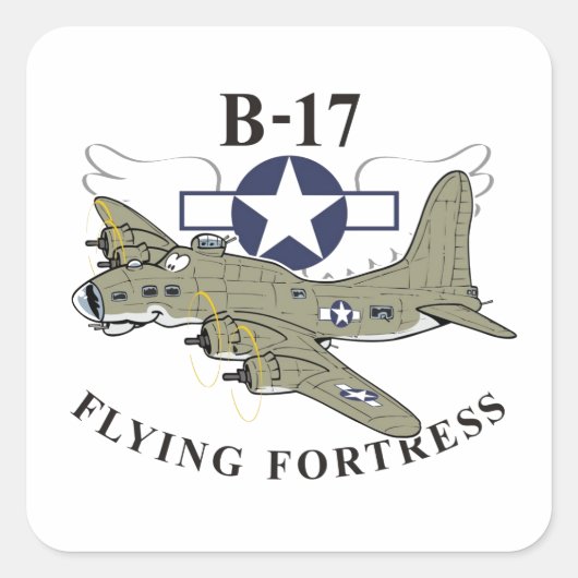 B-17 VIERKANTE STICKER (Voorkant)