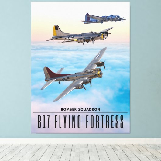 B-17 Vliegen FORT BOMMENWERPER SQUADRON Canvas Afdruk (Insitu (Houten vloer))