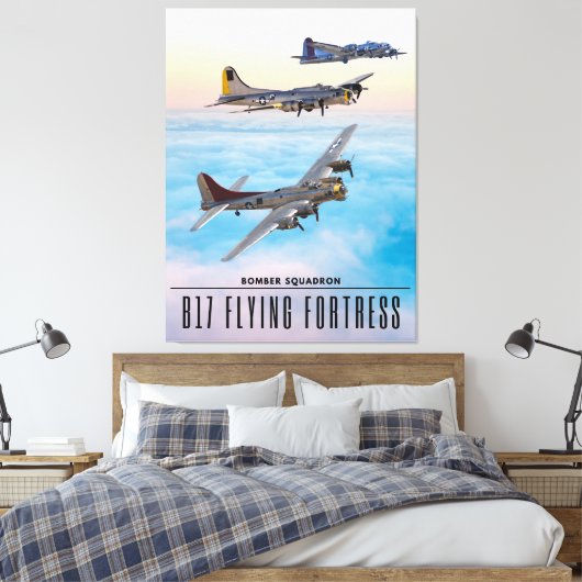 B-17 Vliegen FORT BOMMENWERPER SQUADRON Canvas Afdruk (Insitu (Slaapkamer))