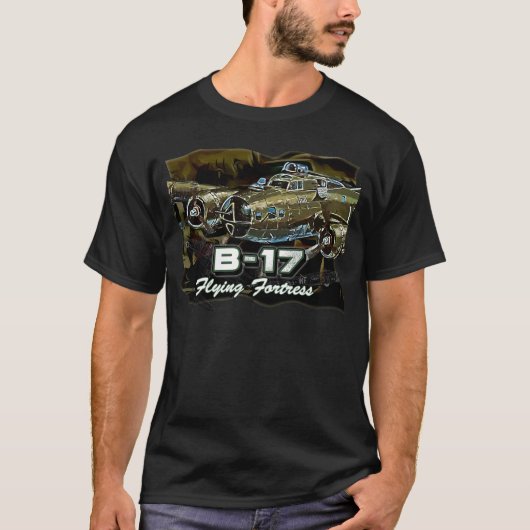 B-17 Vliegend fort  Bomber Vliegtuig T-shirt (Voorkant)