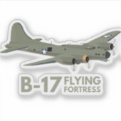 B-17 Vliegende Fort W2 Zware Bommenwerper Sticker (Voorkant)