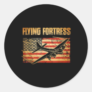 B-17 Vliegtuigvesting Amerikaanse vlagpatriot Ronde Sticker