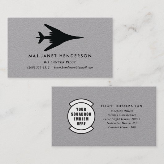 B-1 Lancer Bomber Pilot Professional Visitekaartje (Voorkant / Achterkant)