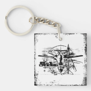 B-1 Lancer Square (dubbelzijdig) Sleutelhanger
