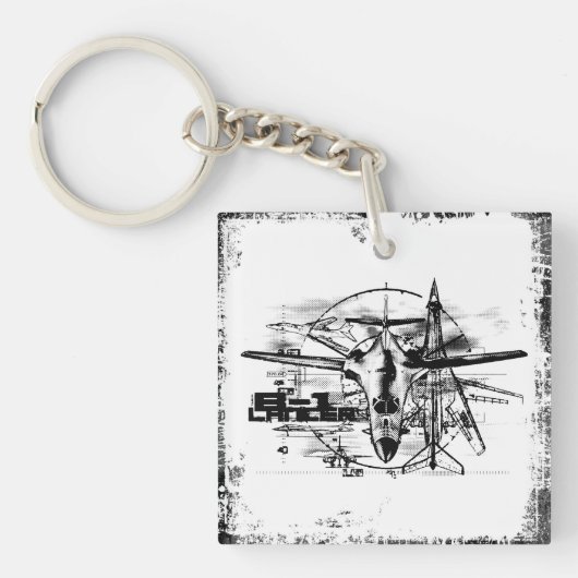 B-1 Lancer Square (dubbelzijdig) Sleutelhanger (Voorkant)
