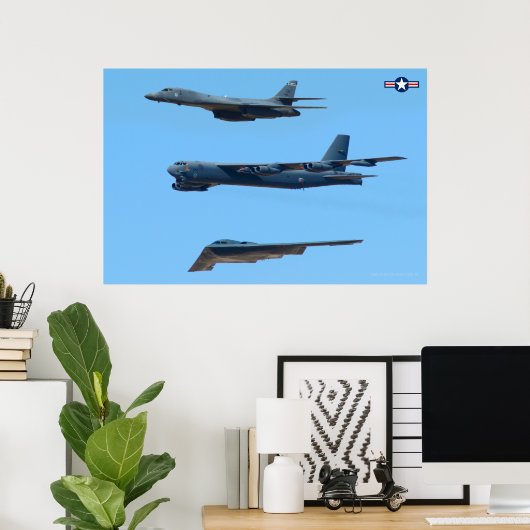 B-1B, B-52H en B-2 STRATEGISCHE BOMFORMATIE Poster (Thuiskantoor)