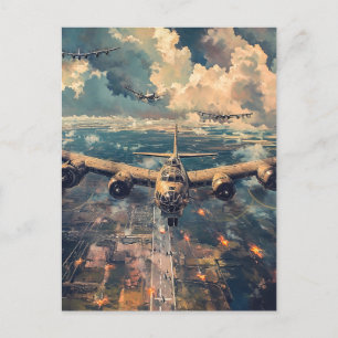 B-24 Bomber op een Missie Schilderij Briefkaart