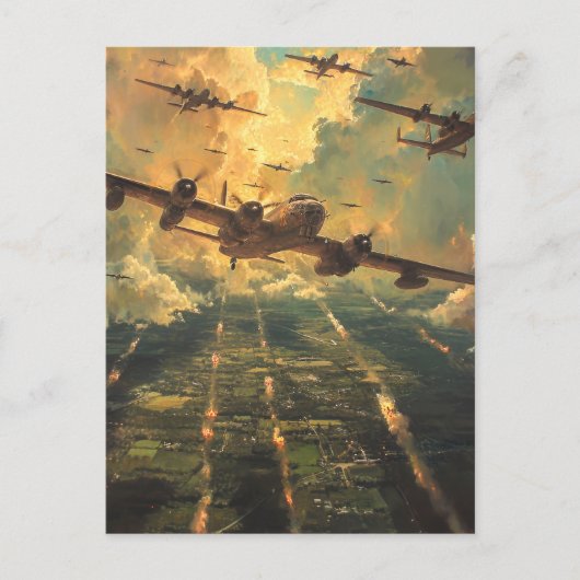 B-24 Bomber op een Missie Schilderij Briefkaart (Voorkant)