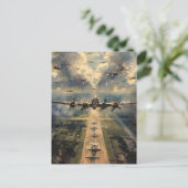 B-24 Bomber op een Missie Schilderij Briefkaart (Staand voorkant)