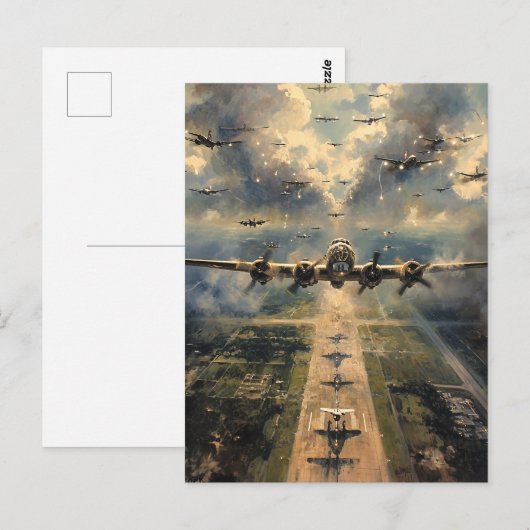B-24 Bomber op een Missie Schilderij Briefkaart (Voorkant / Achterkant)