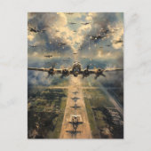 B-24 Bomber op een Missie Schilderij Briefkaart (Voorkant)
