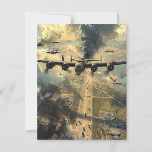 B-24 Bomber op een Missie Schilderij Notitiekaartje (Voorkant)