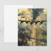 B-24 Bomber op een Missie Schilderij Notitiekaartje (Voorkant / Achterkant)