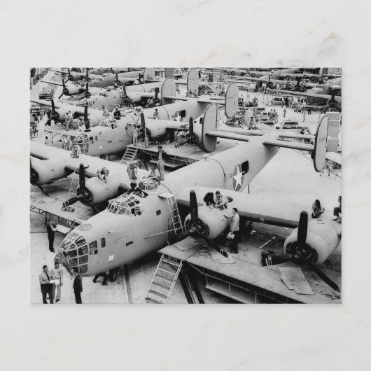 B-24 Bommenwerper Assemblagelijn, 1943 Briefkaart (Voorkant)