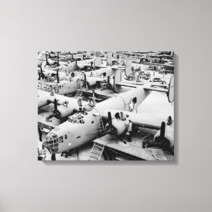 B-24 Bommenwerper Assemblagelijn, 1943 Canvas Afdruk