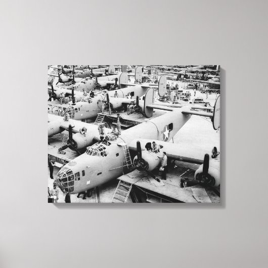 B-24 Bommenwerper Assemblagelijn, 1943 Canvas Afdruk (Voorkant)