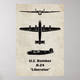 B-24 Liberator Vliegtuigposter voor Luchtvaartdeco Poster