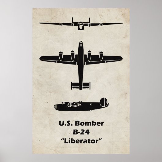 B-24 Liberator Vliegtuigposter voor Vliegdecoratie Poster (Voorkant)