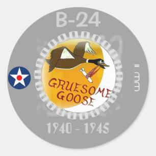 B-24 LIBERATOR ZWARE BOMMENWERPER- Misc. Neuskunst Ronde Sticker