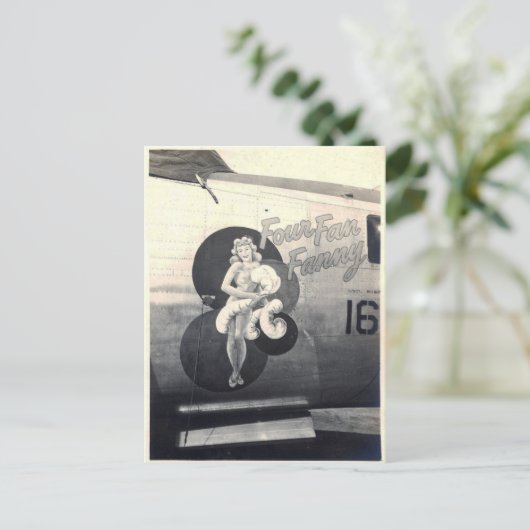 B-24 neuskunst "Four Fan Fanny" Briefkaart (Staand voorkant)