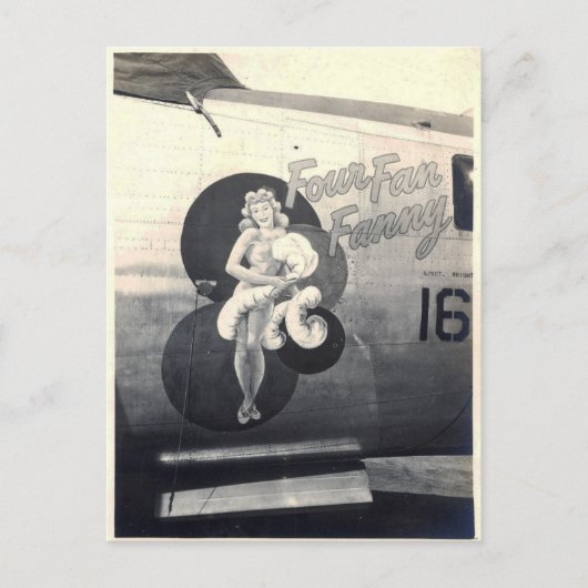 B-24 neuskunst "Four Fan Fanny" Briefkaart (Voorkant)