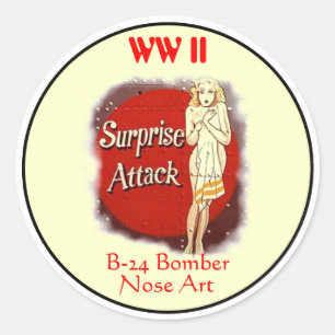 B-24-nose art-WW II Ronde Sticker