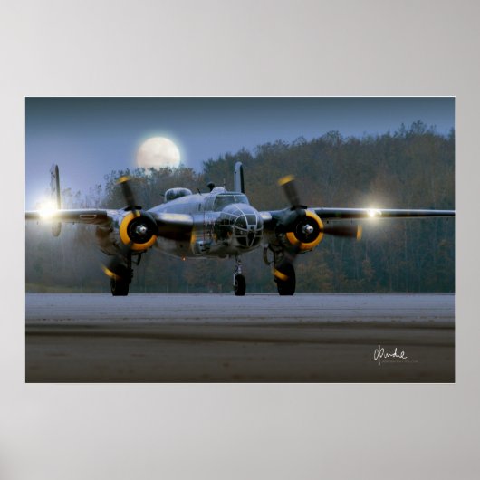 B-25 Mitchell bij nacht Poster (Voorkant)