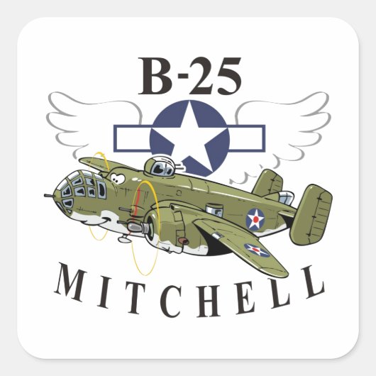 B-25 Mitchell Vierkante Sticker (Voorkant)