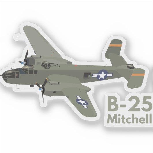 B-25 Mitchell WW2 Gemiddelde Bomber Sticker (Voorkant)