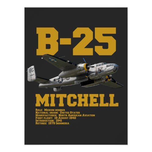 B-25 Mitchell | WW2 Plane Perfect Poster (Voorkant)