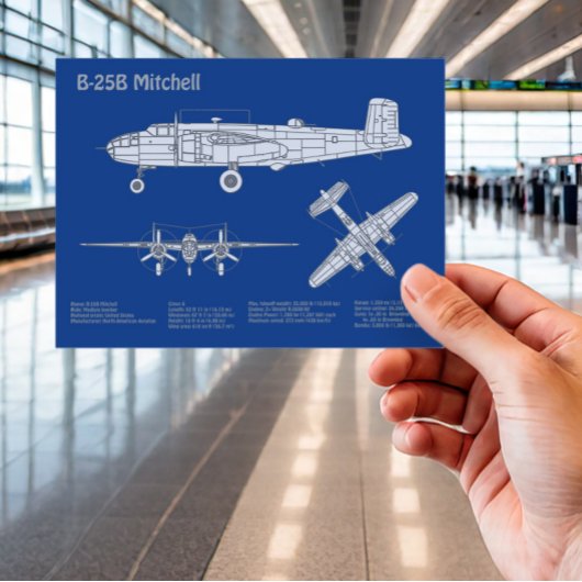 B-25B Mitchell Doolittle - Vliegtuigblauwdruk ABD Briefkaart