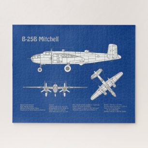 B-25B Mitchell Doolittle - Vliegtuigblauwdruk ABD Legpuzzel