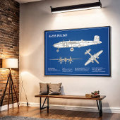 B-25B Mitchell Doolittle - Vliegtuigblauwdruk ABD Poster