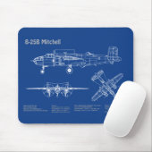 B-25B Mitchell Doolittle - Vliegtuigblauwdruk AD Muismat (Met muis)