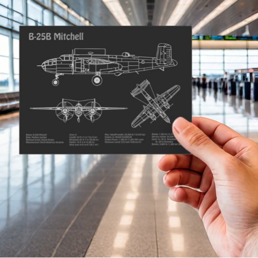 B-25B Mitchell Doolittle - Vliegtuigblauwdruk PD Briefkaart