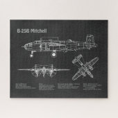 B-25B Mitchell Doolittle - Vliegtuigblauwdruk PD Legpuzzel (Horizontaal)